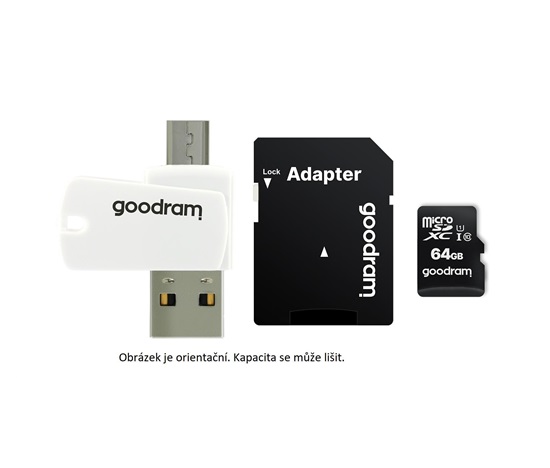 Karta GOODRAM microSDHC 16GB M1A4 All-in-one (R:100/W:10 MB/s), UHS-I Class 10, U1 + adaptér + čítačka kariet OTG