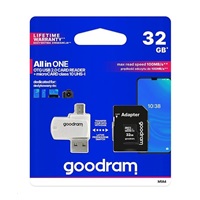 Karta GOODRAM microSDHC 32GB M1A4 All-in-one (R:100/W:10 MB/s), UHS-I Class 10, U1 + adaptér + čítačka kariet OTG