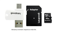 GOODRAM microSDXC karta 64GB M1A4 All-in-one (R:100/W:10 MB/s), UHS-I Class 10, U1 + Adapter + OTG card reader/čtečka