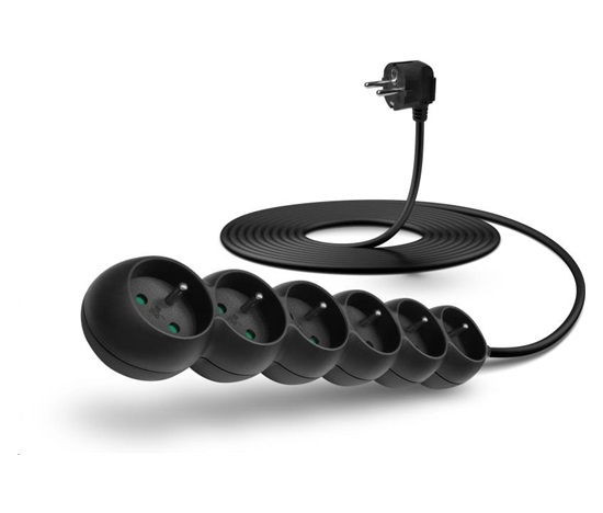 Predlžovací kábel CONNECT IT 230 V, 6 zásuviek, 5 m, bez vypínača (čierny)