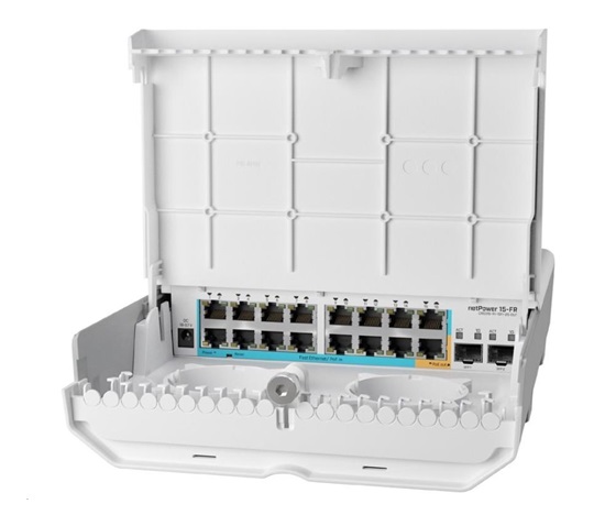 MikroTik Cloud Router Switch CRS318-1Fi-15Fr-2S-OUT, 800MHz CPU, 256MB, 16x10/100 (PoE-in,1x out),2xSFP, vrátane.L5, vonkajšie