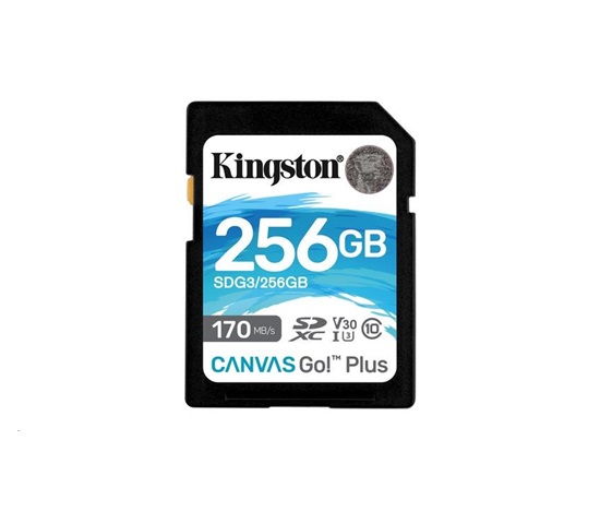 Kingston SDXC karta 256GB Canvas Go! Plus, R:170/W:90MB/s, Class 10, UHS-I, U3, V30