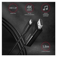AXAGON RVC-DPC, redukcia / kábel USB-C -> DisplayPort 1.8 m, 4K/60 Hz