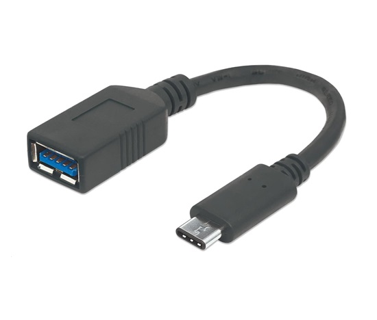 MANHATTAN Superrýchly kábel USB-C na USB, 15 cm, čierny