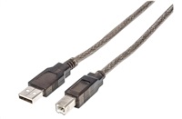 Kábel MANHATTAN USB-A na USB-B, 15 m, čierny