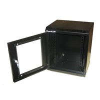 XtendLan 10" nástěnný rozvaděč 12U 350x280, nosnost 50 kg, dveře z plexiskla, svařovaný, černý