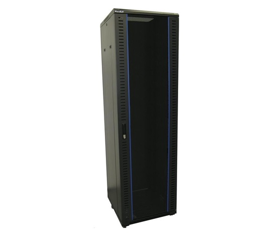 XtendLan 19" stojanový rozvaděč 42U 600x800, nosnost 500kg, skleněné dveře, plná záda, kolečka,černý