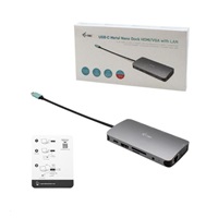 iTec USB-C Metal Nano Dock HDMI/VGA s LAN + Power Delivery 100 W
