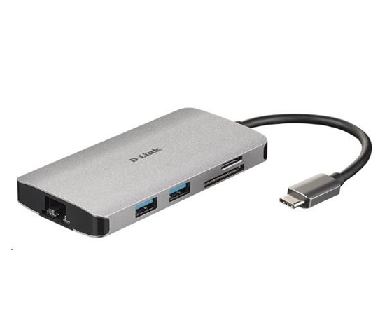 Rozbočovač D-Link DUB-M810 8 v 1 USB-C s rozhraním HDMI/ternetom/čítačkou kariet/prívodom napájania