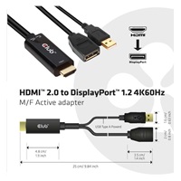 Club3D Aktívny adaptér HDMI na DisplayPort 4K60Hz, M/F
