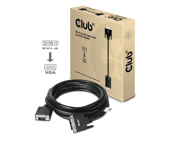 Club3D kábel DVI-A na VGA, 3 m, 28 AWG