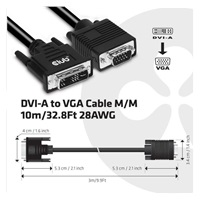 Club3D kábel DVI-A na VGA, 3 m, 28 AWG
