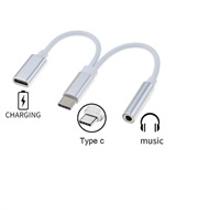 PremiumCord Prevodník USB-C na audio jack 3,5 mm samica + konektor USB typu C na nabíjanie
