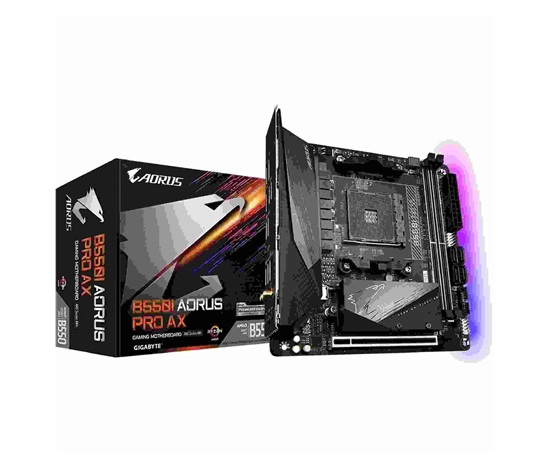 GIGABYTE MB Sc AM4 B550 I AORUS PRO AX, AMD B550I, 2 x DDR4, Wi-Fi, HDMI