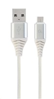 GEMBIRD CABLEXPERT USB 2.0 AM na MicroUSB (AM/BM), 1 m, opletený, bielo-strieborný, blister, PREMIUM KVALITA
