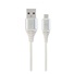 GEMBIRD CABLEXPERT USB 2.0 AM na MicroUSB (AM/BM), 1 m, opletený, bielo-strieborný, blister, PREMIUM KVALITA