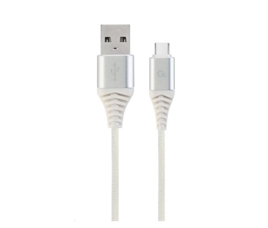 GEMBIRD CABLEXPERT USB 2.0 Kábel AM na typ C (AM/CM), 1 m, opletený, bielo-strieborný, blister, PREMIUM KVALITA