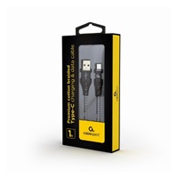 GEMBIRD CABLEXPERT USB 2.0 Kábel AM na typ C (AM/CM), 1 m, opletený, čiernobiely, blister, PREMIUM KVALITA