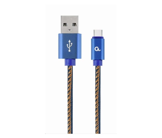 GEMBIRD CABLEXPERT USB 2.0 Kábel AM na typ C (AM/CM), 1 m, opletený, džínsy, blister, PREMIUM KVALITA