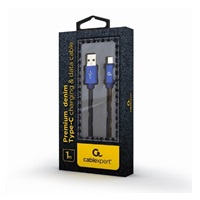 GEMBIRD CABLEXPERT USB 2.0 Kábel AM na typ C (AM/CM), 1 m, opletený, džínsy, blister, PREMIUM KVALITA