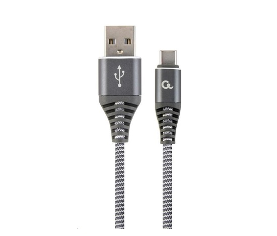 GEMBIRD CABLEXPERT USB 2.0 Kábel AM na typ C (AM/CM), 1 m, opletený, sivý a biely, blister, PREMIUM KVALITA