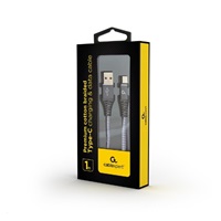 GEMBIRD CABLEXPERT USB 2.0 Kábel AM na typ C (AM/CM), 1 m, opletený, sivý a biely, blister, PREMIUM KVALITA