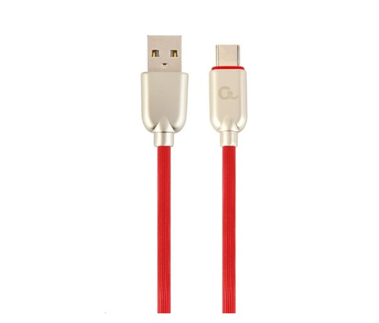 GEMBIRD CABLEXPERT USB 2.0 Kábel AM na typ C (AM/CM), 1 m, pogumovaný, červený, blister, PREMIUM KVALITA