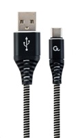 GEMBIRD CABLEXPERT USB 2.0 Kábel AM na typ C (AM/CM), 2 m, opletený, čiernobiely, blister, PREMIUM KVALITA