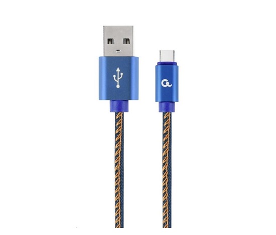GEMBIRD CABLEXPERT USB 2.0 Kábel AM na typ C (AM/CM), 2 m, opletený, džínsy, blister, PREMIUM KVALITA