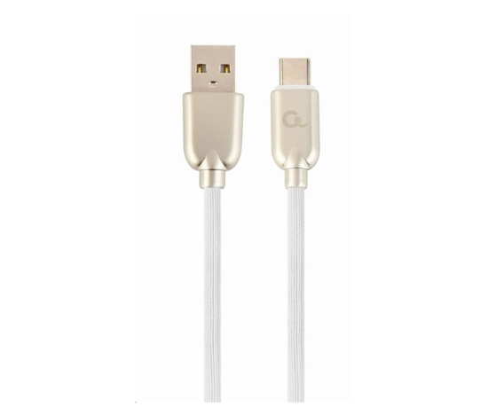 GEMBIRD CABLEXPERT kábel USB-A na USB-C (AM/CM), 2 m, pogumovaný, biely, blister