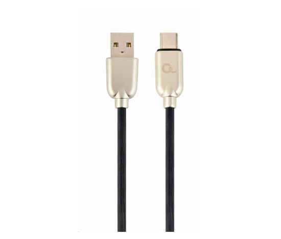 GEMBIRD CABLEXPERT kábel USB-A na USB-C (AM/CM), 2 m, pogumovaný, čierny, blister