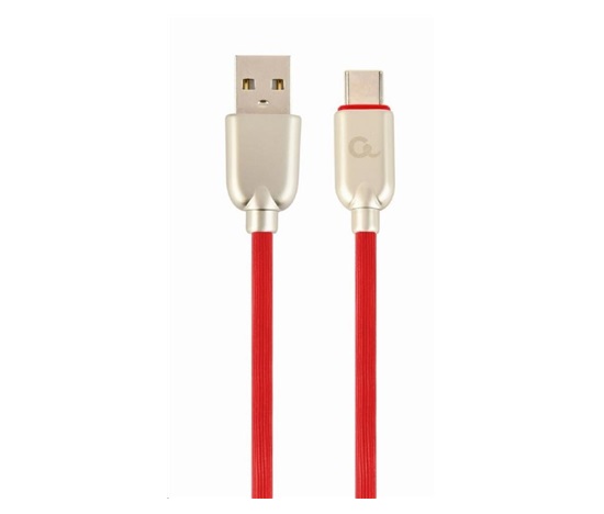 GEMBIRD CABLEXPERT kábel USB-A na USB-C (AM/CM), 2 m, pogumovaný, červený, blister