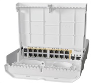MikroTik Cloud Router Switch CRS318-16P-2S+OUT, 800MHz CPU, 256MB, 16x10/100/1000 (PoE-out),2xSFP+, vrátane.L5, vonkajšie