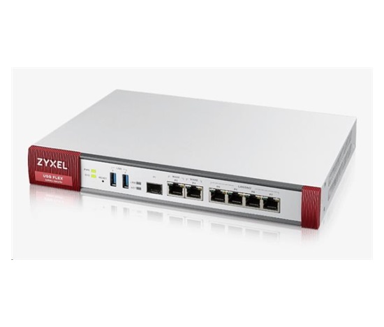 Zyxel USGFLEX200 firewall with 1-year UTM bundle, 2x gigabit WAN, 4x gigabit LAN/DMZ, 1x SFP, 2x USB