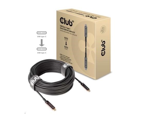 Club3D Kabel USB 3.2 typ C Gen2, aktivní, (M/M), 20m, optický, aktivní, unidirectional, A/V