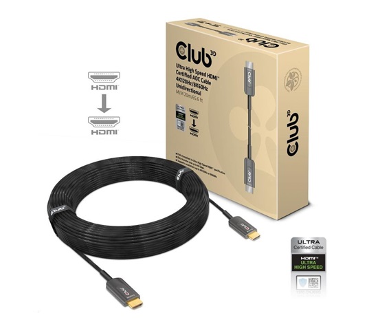 Club3D Kabel prodlužovací Ultra Rychlý HDMI™ Certifikovaný AOC kabel 8K60Hz (M/M), 4K120Hz, 20m, černá