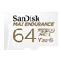 SanDisk MicroSDHC karta 64GB MAX Endurance + adaptér, 30,000 hodin