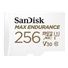 SanDisk MicroSDHC karta 256GB MAX Endurance + adaptér, 120,000 hodin