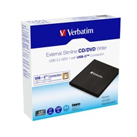 VERBATIM externá mechanika DVD-RW Rewriter USB-C, čierna