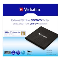 VERBATIM externá mechanika DVD-RW Rewriter USB-C, čierna