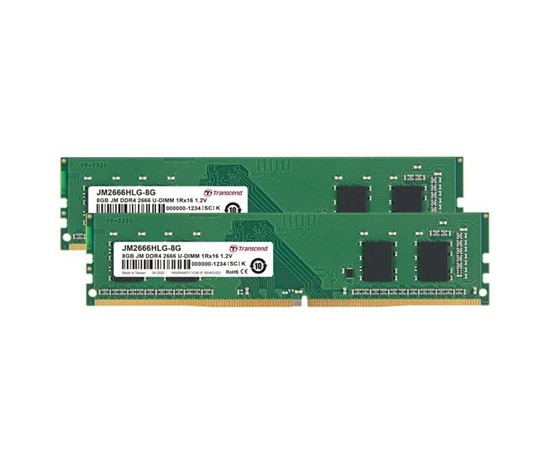 DIMM DDR4 16GB KIT (2x8GB) 2666MHz TRANSCEND 1Rx16 1Gx16 CL19 1.2V