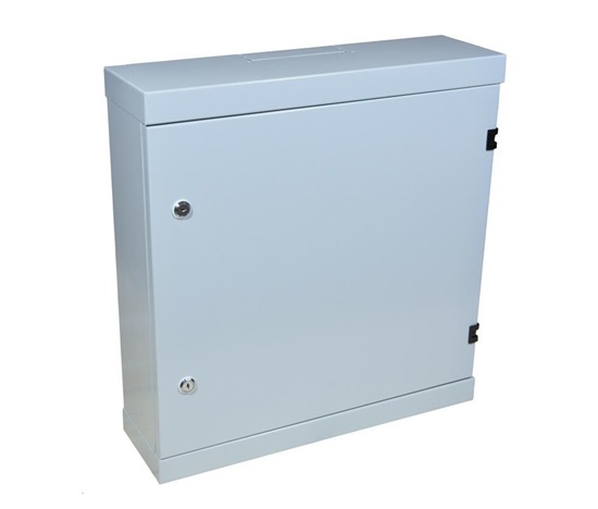 Nástenný vertikálny rack 19" 2U+4U, hĺbka 15,5 cm, sivý, antivandal = z hrubého 1,2 mm plechu + 2x zámok