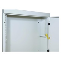 Nástenný vertikálny rack 19" 2U+4U, hĺbka 15,5 cm, sivý, antivandal = z hrubého 1,2 mm plechu + 2x zámok