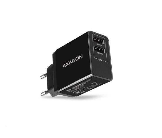AXAGON ACU-DS16, SMART sieťová nabíjačka 16W, 2x USB-A port, 5V/2.2A + 5V/1A