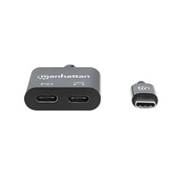 MANHATTAN USB 2.1 zvukový adaptér, USB Type-C na C/F (audio) a C/F (PD) čierny, maloobchodná krabica