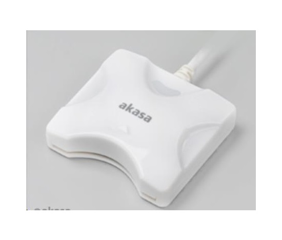 Čítačka kariet AKASA AK-CR-03WHV2 externá, USB 2.0, podpora elektronického preukazu a karty SMART, biela