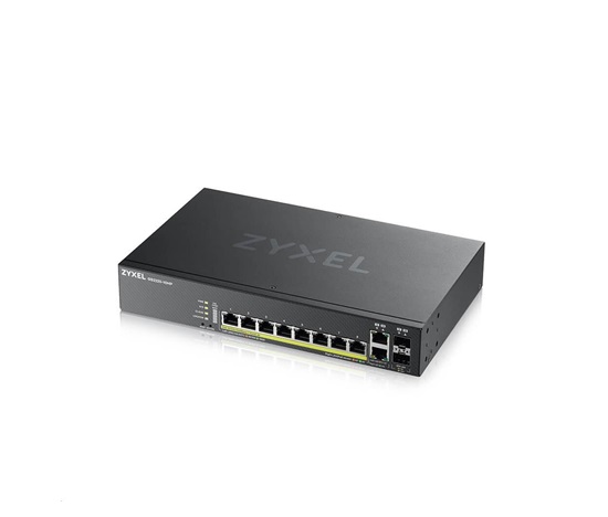 Zyxel GS2220-10HP 10-portový gigabitový PoE manažovaný L2 switch, 8x gigabitový RJ45, 2x gigabitový RJ45/SFP, PoE 180 W