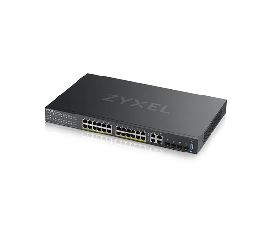 Zyxel GS2220-28HP 28-portový gigabitový PoE manažovaný L2 switch, 24x gigabitový RJ45, 4x gigabitový RJ45/SFP, PoE 375 W