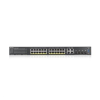 Zyxel GS2220-28HP 28-portový gigabitový PoE manažovaný L2 switch, 24x gigabitový RJ45, 4x gigabitový RJ45/SFP, PoE 375 W
