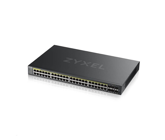 Zyxel GS2220-50HP 50-portový gigabitový PoE manažovaný L2 switch, 44x gigabitový RJ45, 4x gigabitový RJ45/SFP, 2x SFP, PoE 375W